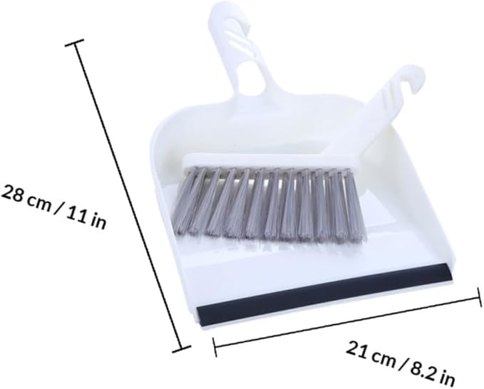 Tofficu Mini Kitchen Table Cleaning Brush and Dustpan Set, 2pcs White Handheld Brooms with Dustpans for Desktop Household Sweeping and Table Cleaning