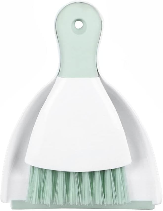 Small Hand Dust Pan and Brush - Small Broom and Dustpan Set, Mini Broom and Dustpan, Compact Dustpans and Brush for Home Cleaning, Sofa, Desk, Guinea Pig Cage, Cat Litter, etc. (Light Green)