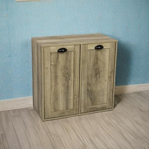 Household Essentials Laundry Sorter Cabinet, Oak Finish