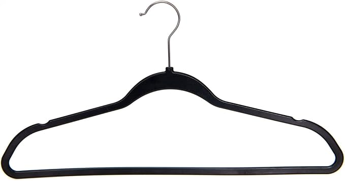 Quality Hangers 200 Pack Plastic Hangers for Clothes - Slim Non-Velvet Hangers with 360° Swivel Chrome Hook & Non Slip Notches - Ideal for Dresses Coats Shirts Jackets & More - Black