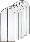 HomeClean Hanging Garment Bag (Set of 6) Lightweight Clear Full Zipper Black Dress Bags PEVA Garment Breathable Bags Cover for Closet Clothes Storage (24'' X 60'', Black)