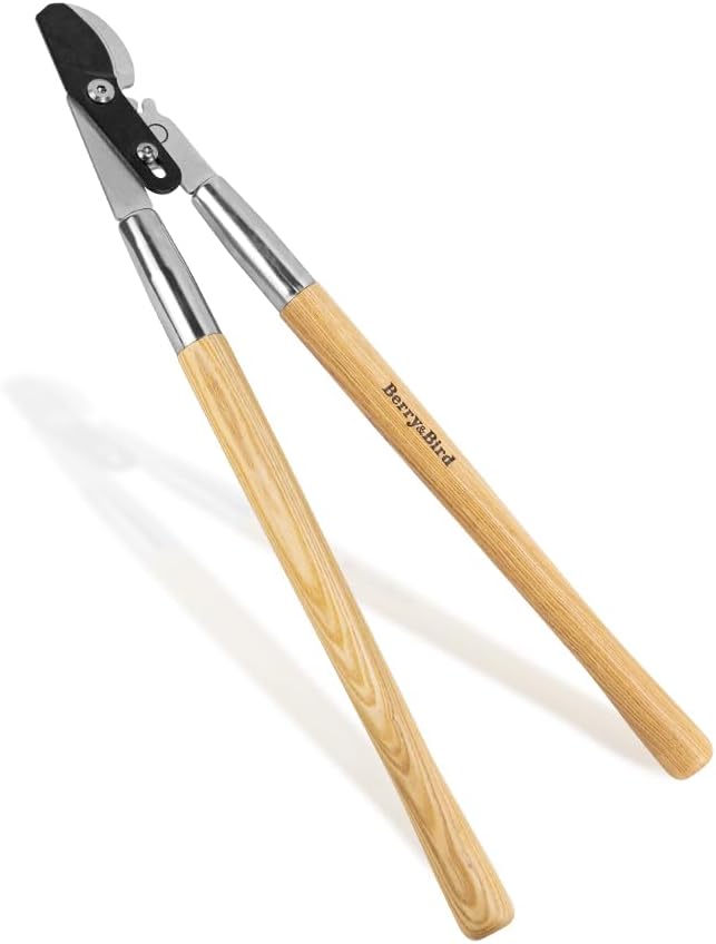 Berry&Bird 28" Garden Loppers for Tree Trimming, Heavy Duty Bypass Loppers with Compound Action, Branch Cutter up to 1.75" Diameter Cut Capacity, Hand Loppers with Carbon Steel Blade, Ashwood Handle