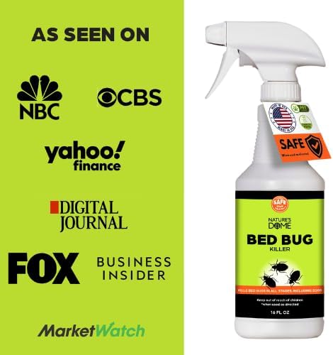 Nature's Dome Bed Bug Spray – 100% Kill Rate, 16 OZ Natural Bed Bug & Mite Killer, Destroys Eggs, Kills Resistant Strains, Long-Lasting Protection, Safe for Home Use