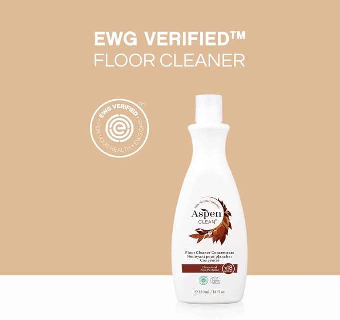 AspenClean Natural Floor Cleaner Concentrate | Makes 18 Bottles | EWG Verified | Safe for Tile, Wood & Laminate | 18 fl oz