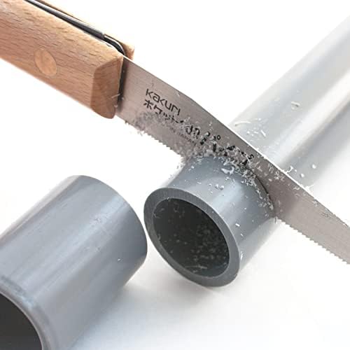 KAKURI Pipe Saw Folding 4" for PVC Cutting, Japanese Pull Razor Sharp Steel Blade, Mini Pocket Plastic Cutting Hand Pipe Cutter Tool, Foldable Wood Handle, Made in Japan