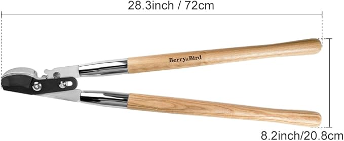 Berry&Bird 28" Garden Loppers for Tree Trimming, Heavy Duty Bypass Loppers with Compound Action, Branch Cutter up to 1.75" Diameter Cut Capacity, Hand Loppers with Carbon Steel Blade, Ashwood Handle