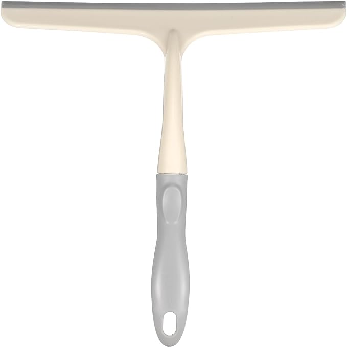 HARFINGTON Shower Squeegee 9.6 Inch Length Water Blade Cleaner Tool Household Mirror Squeegee with Hole for Windshield Window Cleaning Glass Door, Beige