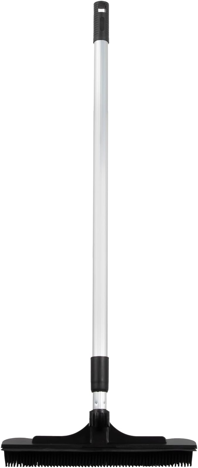 ForPro Extendable Salon Broom, Non-Scratch Rubber Bristles, Aluminum Handle Adjustable to 51.5”, Ideal for Pet Hair, Lint, Dust, Dirt, Black