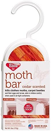 Enoz Moth Cakes, Kills Clothes Moths and Carpet Beetles, No Clinging Odor, Cedar Scented, 6 Oz Hanger (Pack of 3)
