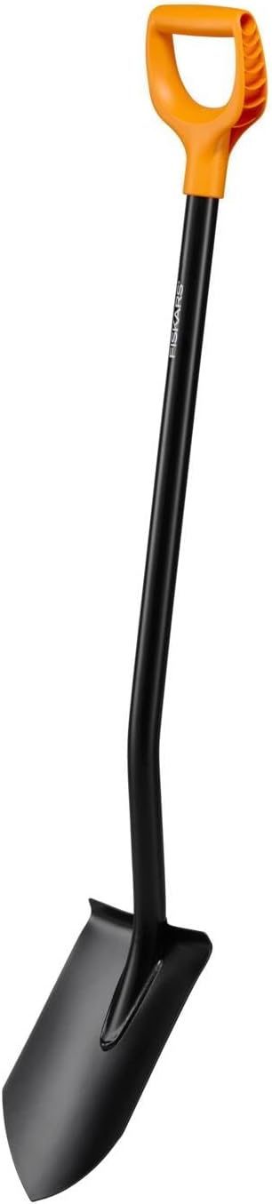 Fiskars Gardening Spade for Hard, Stony Soils, Pointed, Length 116.6 cm, Steel Leaf/Plastic Handle, Black/Orange, Solid, 11066716