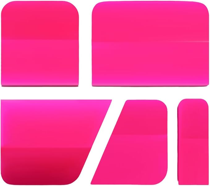 5 in 1 Rubber Squeegee Kit, Anti-Scratch Flexible Soft Matte TPU Coating Scraper Kit, Small Tint Squeegee Water Blade Scraper for Paint Protection Film Household Cleaning (Pink)