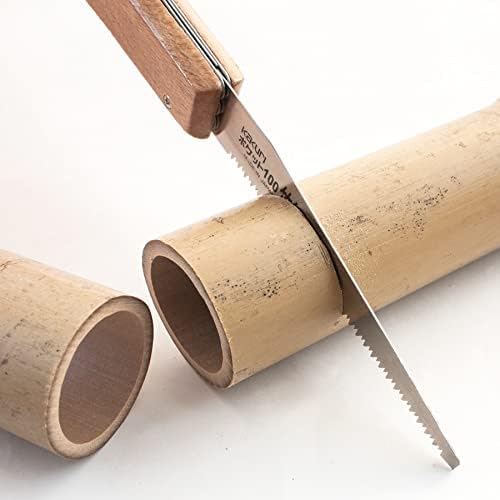 KAKURI Bamboo Saw Folding 4" for Bamboo Cutting, Japanese Pull Saw Razor Sharp Japanese Steel Blade, Mini Pocket Hand Saw for Bamboo Crafts, Hobby, Foldable Wood Handle, Made in JAPAN
