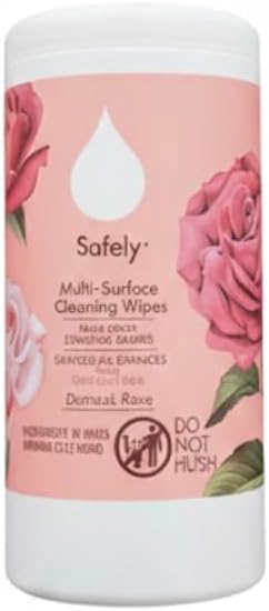 Safely Multi-Surface Cleaning Wipes, Damaskus Rose Scent, Bleach-Free Household Cleaner with Essential Oils, Safe for All Surfaces (75 Count, Pack of 1)