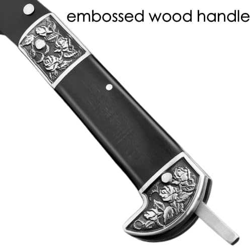 Folding Sickle, Two Section Foldable Scythe with Wooden Handle, Sheath, 2 Sections Foldable Sickle Knife, Weeder, Manual Garden Tool for Weeding Farming
