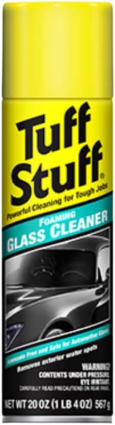 Tuff Stuff Foaming Glass Cleaner for Car Glass Window, Streak-Free Shine, Deep Cleaning Foaming Action, Safe for Tinted and Non-Tinted Windows, 20 Oz. Spray (Pack of 1)