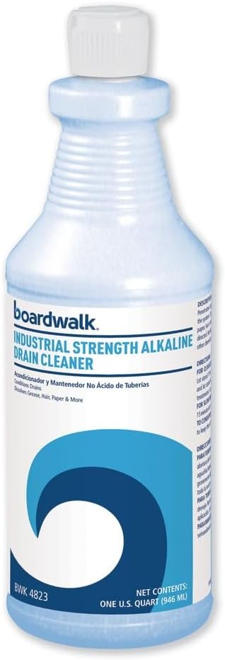 Boardwalk BWK 4823EA 32 oz Bottle Unscented Industrial Strength Alkaline Drain Cleaner