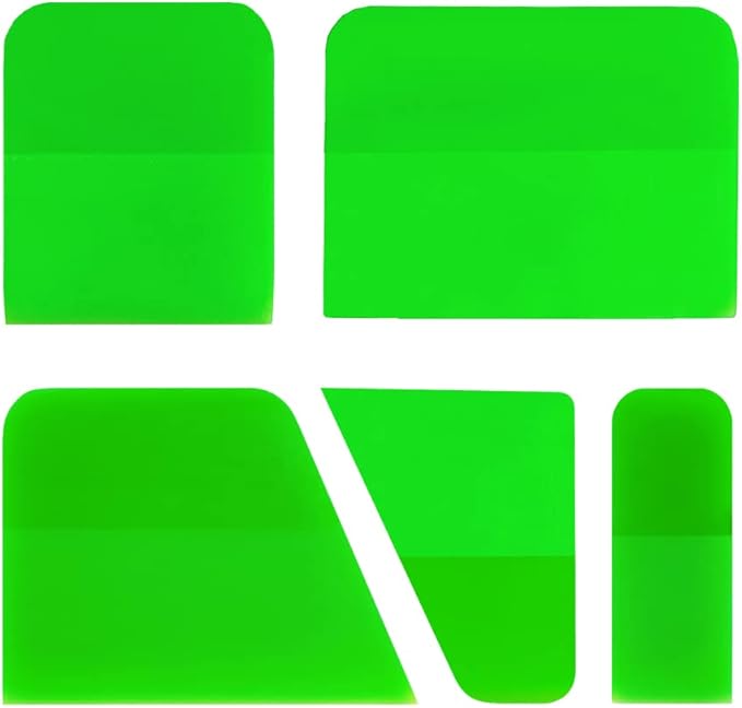 5 Pcs PPF Anti Scratch Rubber Squeegee for Soft Car Tools Auto Silicone TPU Coating Scraper for Vinyl Wrap Protection Film Window Tint Paint Windshield Cleaning Kit (Green)