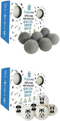 Organic Wool Dryer Balls: Eco-Friendly & Chemical-Free | Our Anti-Entanglement Reusable Balls Eliminate Wrinkle Static | 6-Pack XL Dryer Balls for Laundry is Made with New Zealand Wool (Gry-DG)