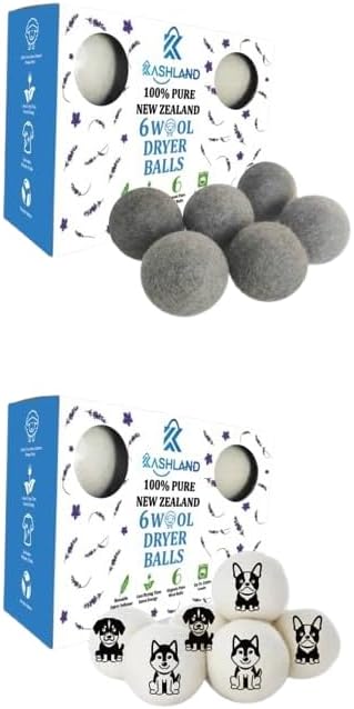 Organic Wool Dryer Balls: Eco-Friendly & Chemical-Free | Our Anti-Entanglement Reusable Balls Eliminate Wrinkle Static | 6-Pack XL Dryer Balls for Laundry is Made with New Zealand Wool (Gry-DG)