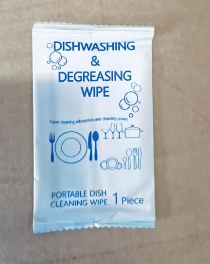 Tondiamo 150 Pcs Travel Dish Soap Wipes Individually Wrapped Dish Cleaning Wipes Disposable Portable Cleaner with Lemon Scent for Camping Kitchen Outdoor Traveling Quick Clean
