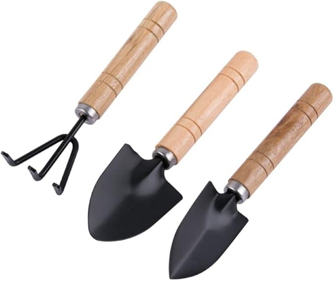 Leadigol Mini Garden Shovel Weeding Household Flower Shovel Pot Plant Bonsai Tool Wooden Handle Gardening Potting Tool Handle Rake Gardening Shovel