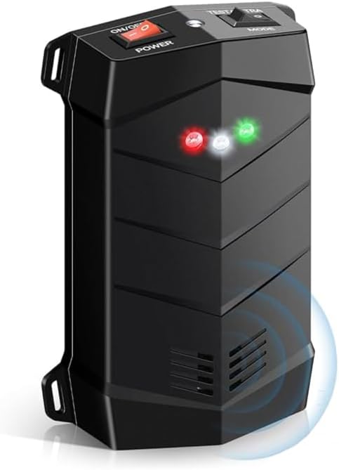 Ultrasonic Rodent Repellent for Car Engine, 1 Pack Mouse Repellent – Battery Powered Under Hood Mouse Repeller with Upgraded Flashing Strobe Light, Keep Mice Out of Car, RV, Garage, Room