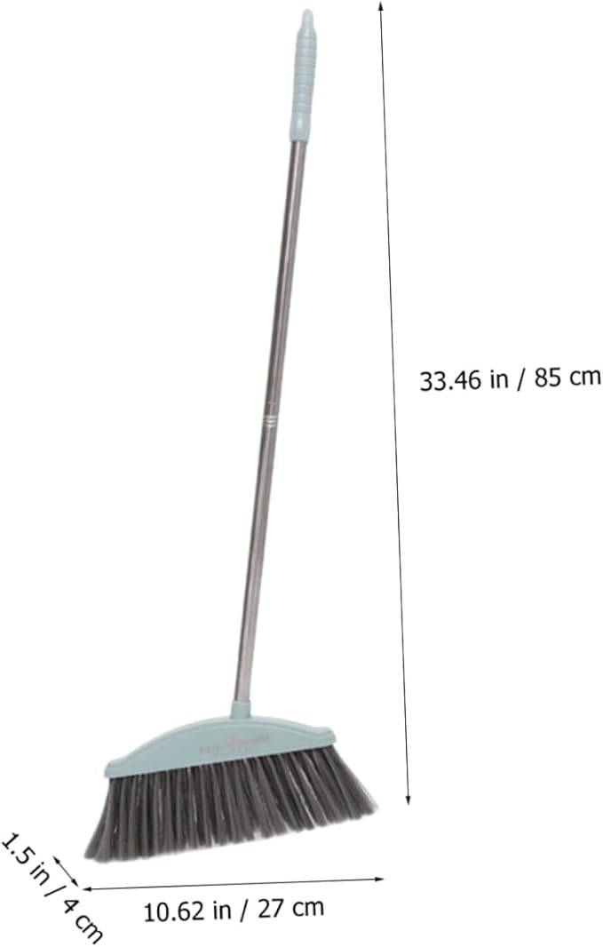 PRETYZOOM Long Handle Broom and Dustpan Non Stick Hair Cleaning Accessories for Home Kitchen Office Floor Sweeping Lightweight and Two Combo in Light Blue