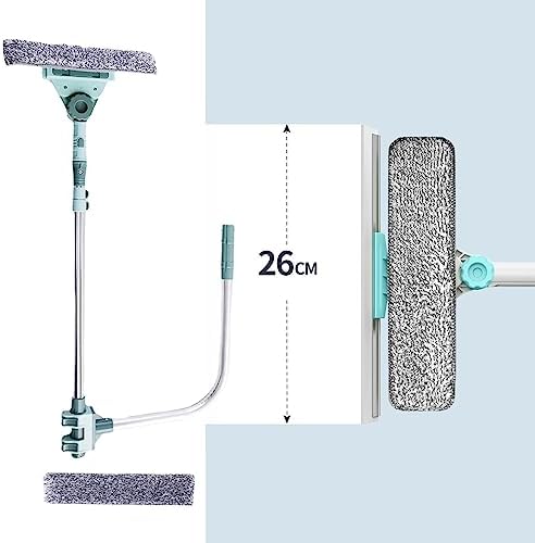 Window Cleaner Squeegee, External Window Washer U Shape Window Cleaner Window Squeegee with Long Handle for Car Windshield Tiles Wall Clean (Horizontal Head)
