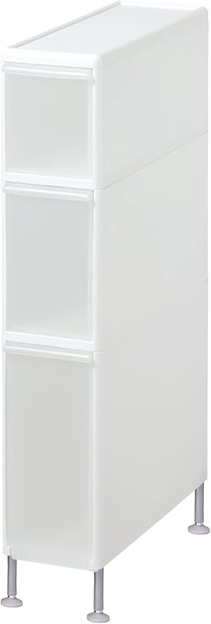 Like-IT Laundry Storage Gap Drawer Slim 3 Tiers (with Detachable Adjuster) Approx. Width 7.3 x Depth 18.3 x Height 36.2-37.2 inches (18.5 x 46.5 x 92-94.5 cm), White, Made in Japan, Can Be Used
