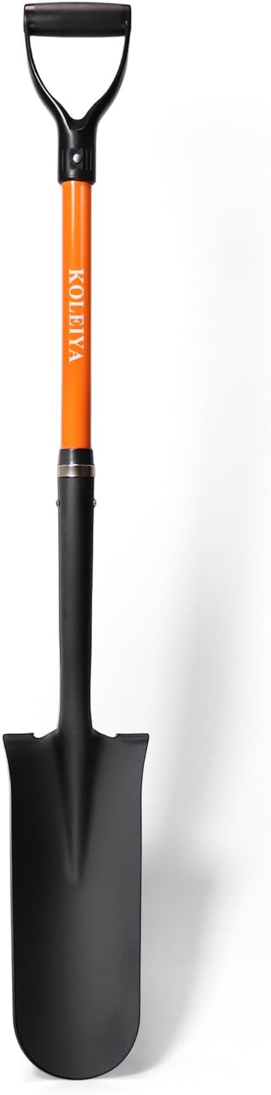 45-Inch Heavy Duty Orange Fiberglass Handle Drain Spade Shovel.Sharp Shooter Digging Shovel for Gardening,Planting and Trenching.Durable Spade Shovel for Heavy Duty Digging and Drainage