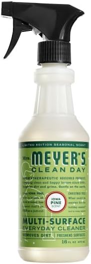 Mrs. MEYER'S Clean Day Iowa Pine Scent Variety Pack, Hand Soap 12.5 OZ, Dish Soap 16 OZ, Multi-Surface Cleaner 16 OZ, Room Freshener 8 OZ, Liquid Hand Soap Refill 33 OZ, 1 CT