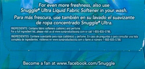 Snuggle Fabric Softener Dryer Sheets, Blue Iris & Ocean Breeze, 70 Count