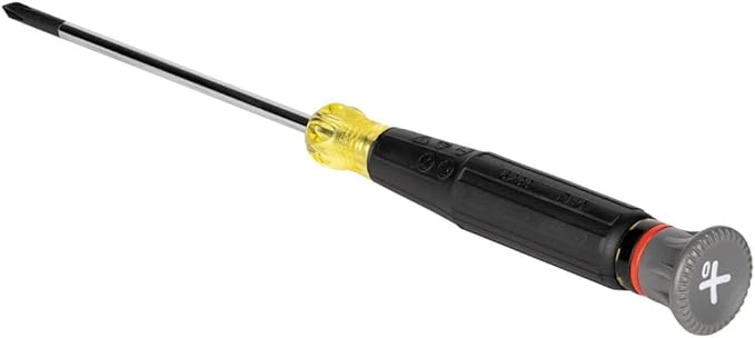 Klein Tools 6233 Mini Precision Screwdriver, #0 Phillips, Features Cushion-Grip Handle, Rotating Cap and Color Coded Ring, 3-Inch Shank