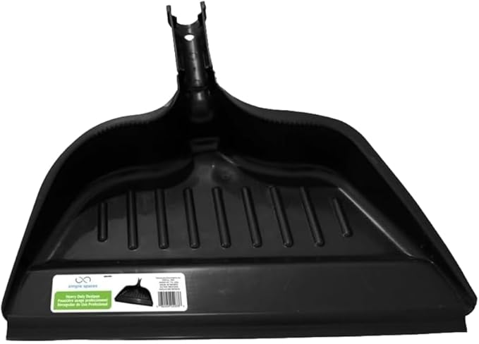 Edward Tools Simple Spaces Heavy Duty Plastic Dust Pan - Snap Attachment to Standard Brooms - Rubber Edge for Easy Sweep of Small Items (Black)
