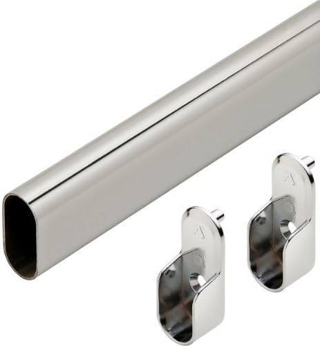 Chrome Oval Closet Rod with End Supports (Chrome, 24" Wide Space)