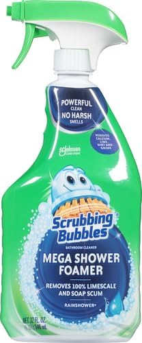 Scrubbing Bubbles Mega Bathroom and Shower Cleaner Spray, Foaming Action Removes Limescale and Soap Scum, Rainshower Scent, 32oz (Pack of 2)