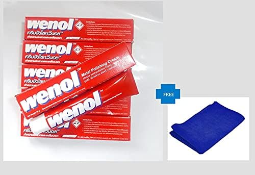 wenol Metal Polish Shiner with Surface Protection 50 g. 1.76 oz (pack of 6). Get Free !! Microfiber cloth.