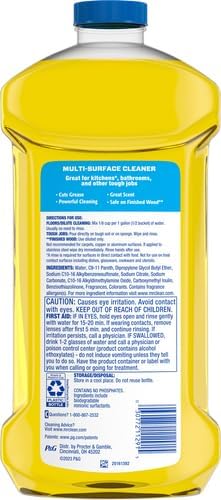Mr. Clean All Purpose Cleaner, Floor Cleaner for Mopping Home, Bathroom, & Kitchen, Cleaning Liquid for Mop & Bucket, Cleaning Supplies, Multi-Surface Dilutable, Lemon, 41oz (Pack of 4)