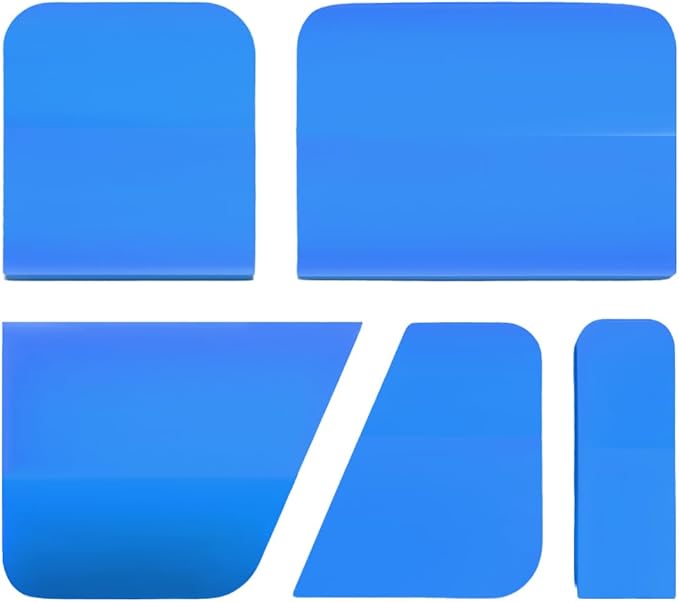 5 in 1 Rubber Squeegee Kit, Anti-Scratch Flexible Soft Matte TPU Coating Scraper Kit, Small Tint Squeegee Water Blade Scraper for Paint Protection Film Household Cleaning (Blue)