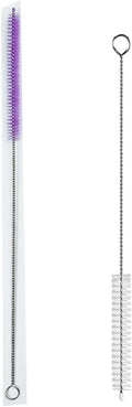 2 Pack Straw Cleaner Brush, Reusable Metal Handles Straw Cleaner Brush Extra Long for Stanley Mug 40, 30, 20 oz, 10mm Wide for Sippy Cup, Water Bottle and Tubes (Clear+Purple)