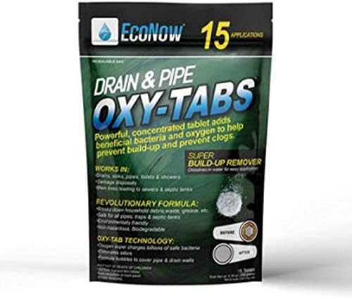 Drain & Pipe Oxy-Tabs for Main Sewer and Septic Lines. Build-Up Remover. Oxygen supercharges Billions of Safe Bacteria to Breakdown Household Waste to Help Prevent Clogs & Eliminate Odors. (15)