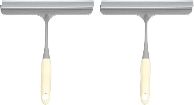 HARFINGTON 2pcs Shower Squeegee 8.8 Inch Length Water Blade Cleaner Tool Household Mirror Squeegee with Hole for Windshield Window Cleaning Glass Door, White