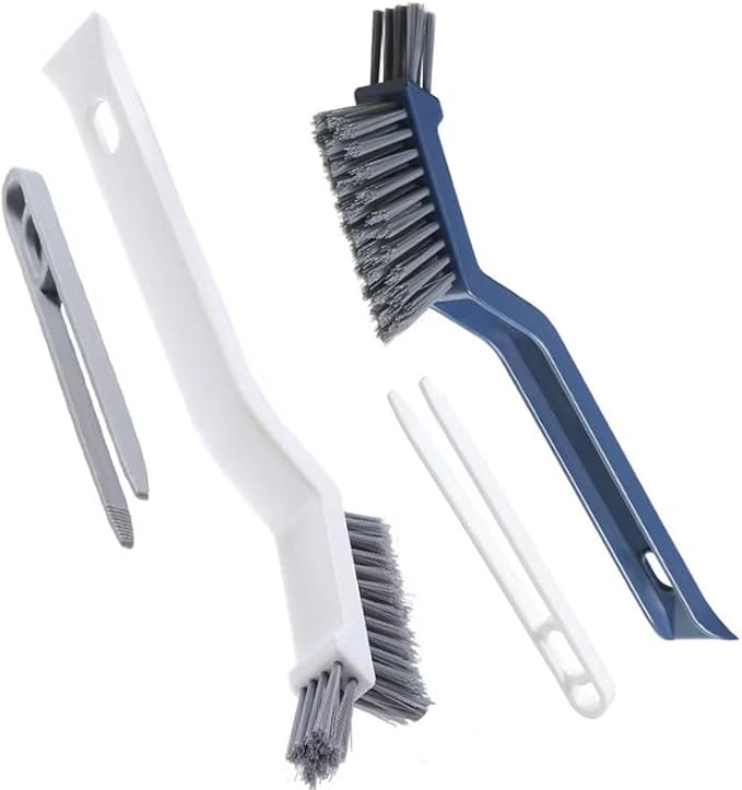 Crevice Cleaning Brush,2 Pack Multi-Purpose Hard Bristle Brushes for Deep Cleaning Kitchen, Bathroom, Grout, Sink, Cup, Teapot, Bottle, Blender, Corners, Tight Spaces