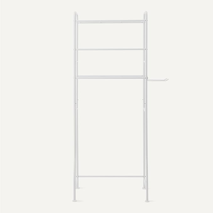 Amazon Basics Over the Toilet Storage Organizer, 3-Tier with 2 Paper Holders, 13.8 x 31.9 x 64.9 Inches, White
