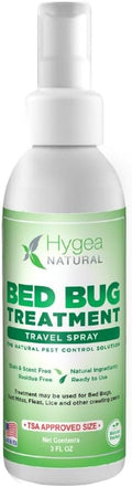 Hygea Natural Lice, Mite, and Bed Bug Natural Travel Spray - TSA Approved size – Child & Pet Friendly – Immediate results – Stain & Odor Free, For Hotels, Suitcase, Backpack, Shoes, Bed Bug Spray(3oz)