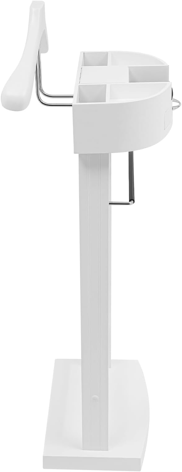 Valet Stand for Man and Women, Wood Suit Rack Suit Valet Stand with Top Tray, Storage Drawer, Bottom Shoe Rack, Freestanding Clothes Rack for Living Room, Bedroom, Office, Black (White2)