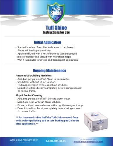 ULTRA SHIELD Tuff-Shine Bag-in-Box Floor Cleaner Shine Commercial & Janitorial Cleaning Supplies, Quick Instant Shine Concrete (Box of 2.5 Gallon)