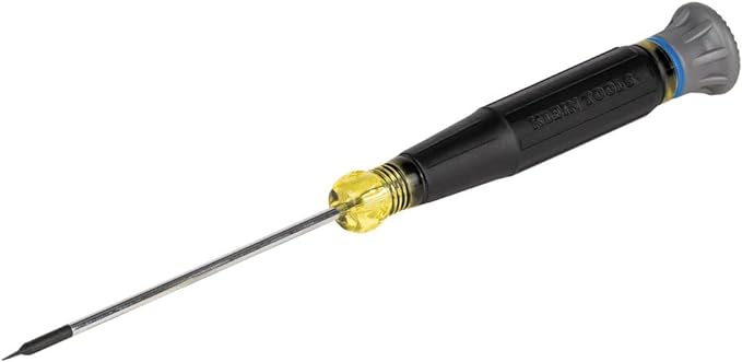 Klein Tools 6243 Mini Precision Screwdriver, 3/32-Inch Slotted, Features Cushion-Grip Handle, Rotating Cap, Color Coded Ring, 3-Inch Shank