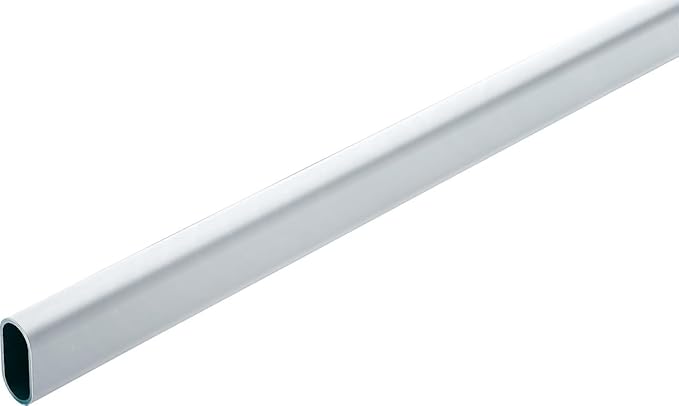 Oval Closet Rod with End Supports that have Dual Rear Facing 5mm Pins (Matte Aluminum, Custom 12-30 Inches)