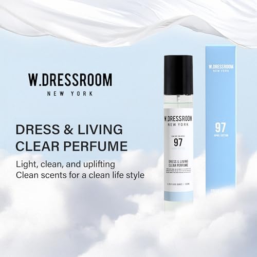 W.Dressroom No.97 April Cotton Perfume (5.28 oz) – Living Clear Perfume, Body Mist & Fabric Spray for Clothes, Bedding & Room, Water-Based, Travel Size